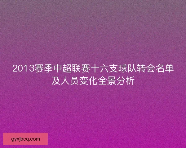 2013赛季中超联赛十六支球队转会名单及人员变化全景分析