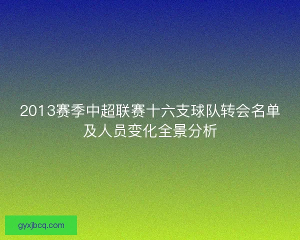 2013赛季中超联赛十六支球队转会名单及人员变化全景分析